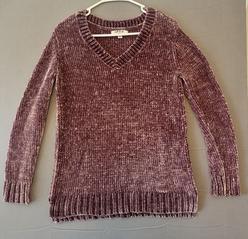 Women's ORVIS Chenille Dusty Rose Pink Sweater Size Small